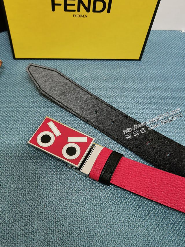 FENDI腰帶 芬迪閃電琺瑯扣怪獸雙面牛皮腰帶  jjp1580